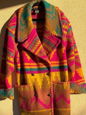 Vintage 1990 I.B. Diffusion Boiled Wool Southwest Coat Jacket